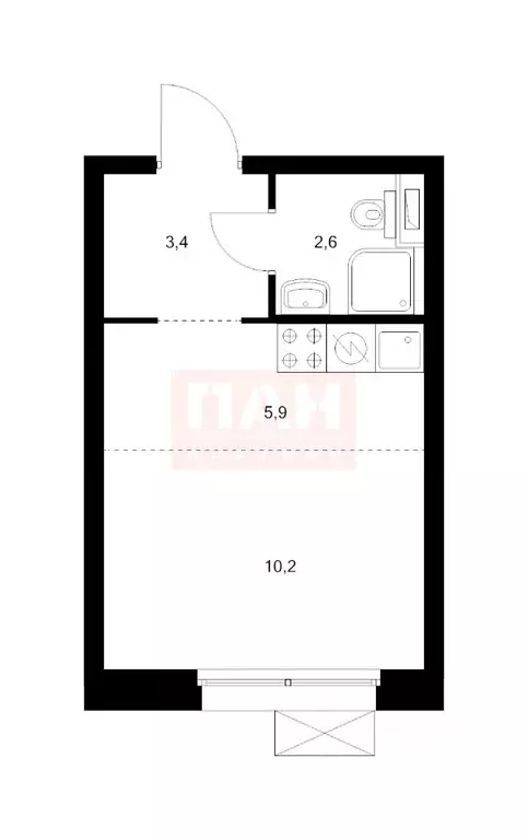 Студия Санкт-Петербург ул. Тосина, 1к2 (22.1 м) - Фото 0