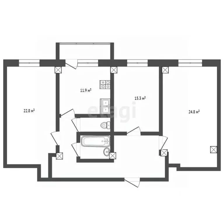 3-к кв. Ханты-Мансийский АО, Сургут ул. Иосифа Каролинского, 14/1 ... - Фото 1