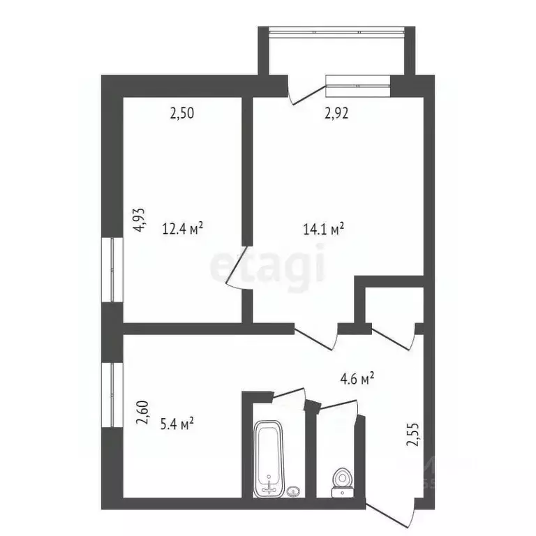 2-к кв. Кемеровская область, Анжеро-Судженск Топкинская ул., 10 (40.6 ... - Фото 1