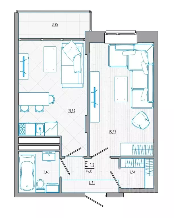 2-к кв. Курская область, Курск ул. Росинка, 8 (47.36 м) - Фото 0