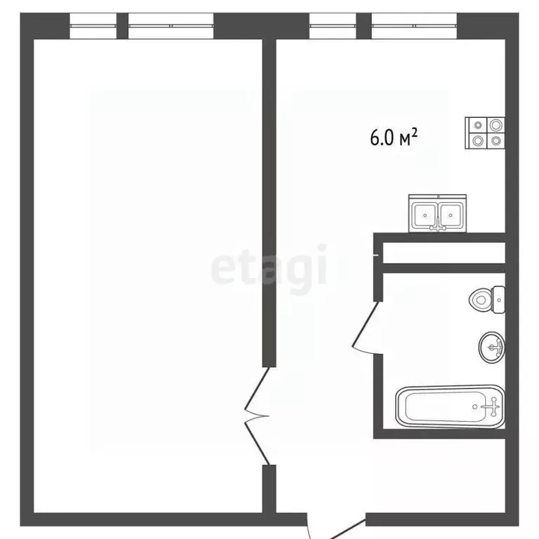 1-к кв. Московская область, Коломна Озерское ш., 34 (35.0 м) - Фото 2