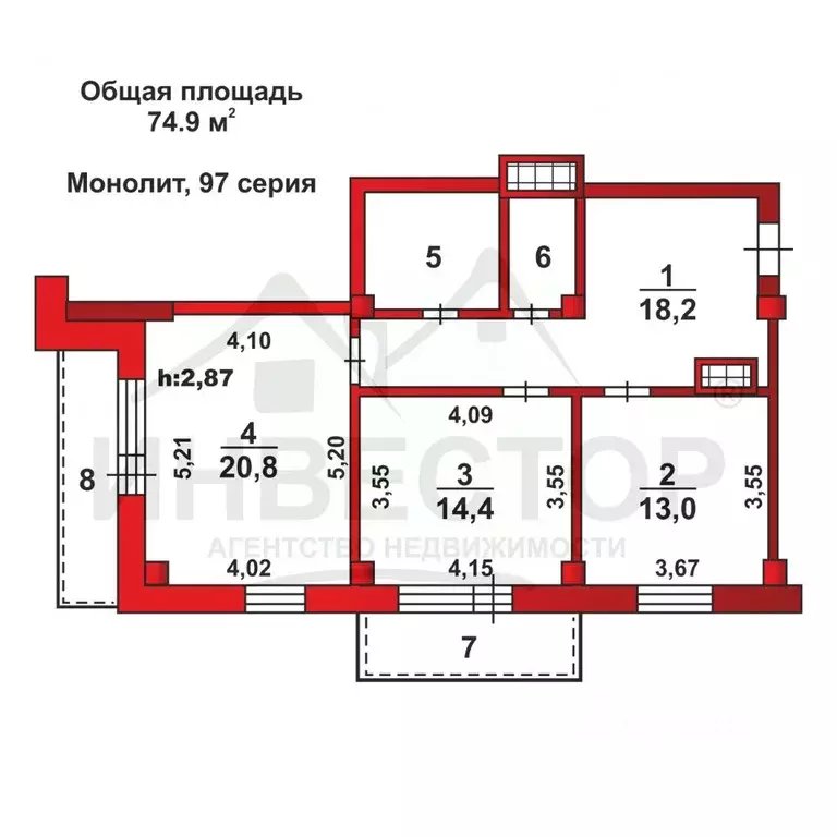 2-к кв. Челябинская область, Челябинск Комсомольский просп., 36в (74.9 ... - Фото 0