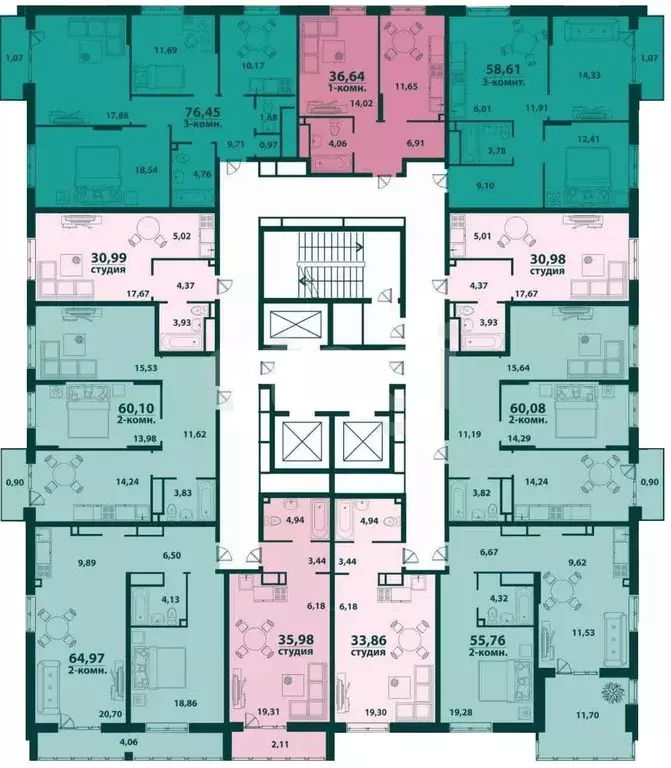 2-к кв. Ульяновская область, Ульяновск 19-й мкр, Аквамарин-2 жилой ... - Фото 2