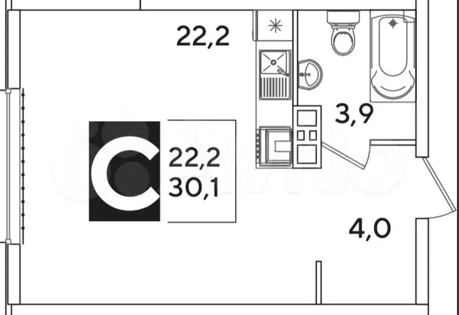 Квартира-студия, 30 м, 8/16 эт. - Фото 0