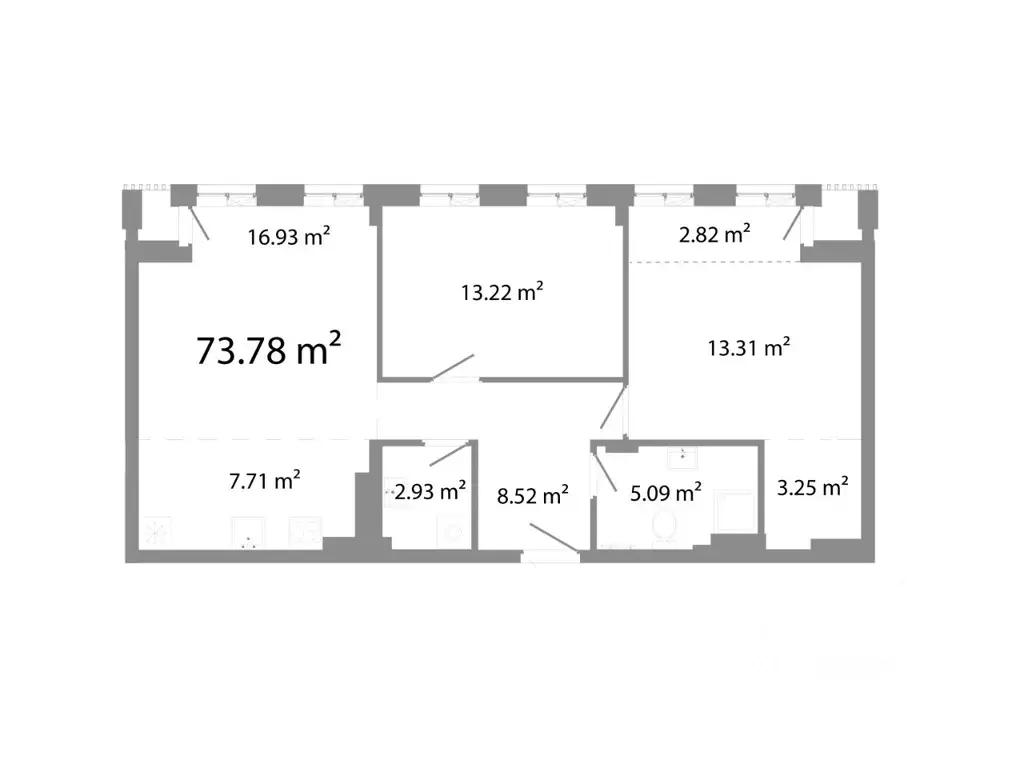 2-к кв. Челябинская область, Челябинск ул. Худякова, 18/2 (73.78 м) - Фото 0