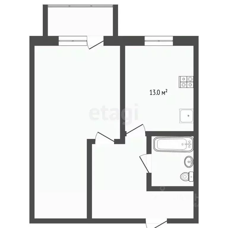 1-к кв. Тюменская область, Тюмень ул. Пермякова, 82к1 (44.9 м) - Фото 2