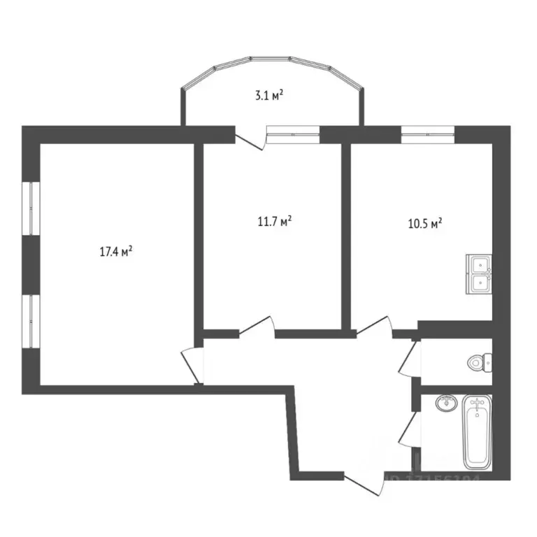 2-к кв. Тюменская область, Тюмень ул. Героев Космоса, 21 (53.3 м) - Фото 2