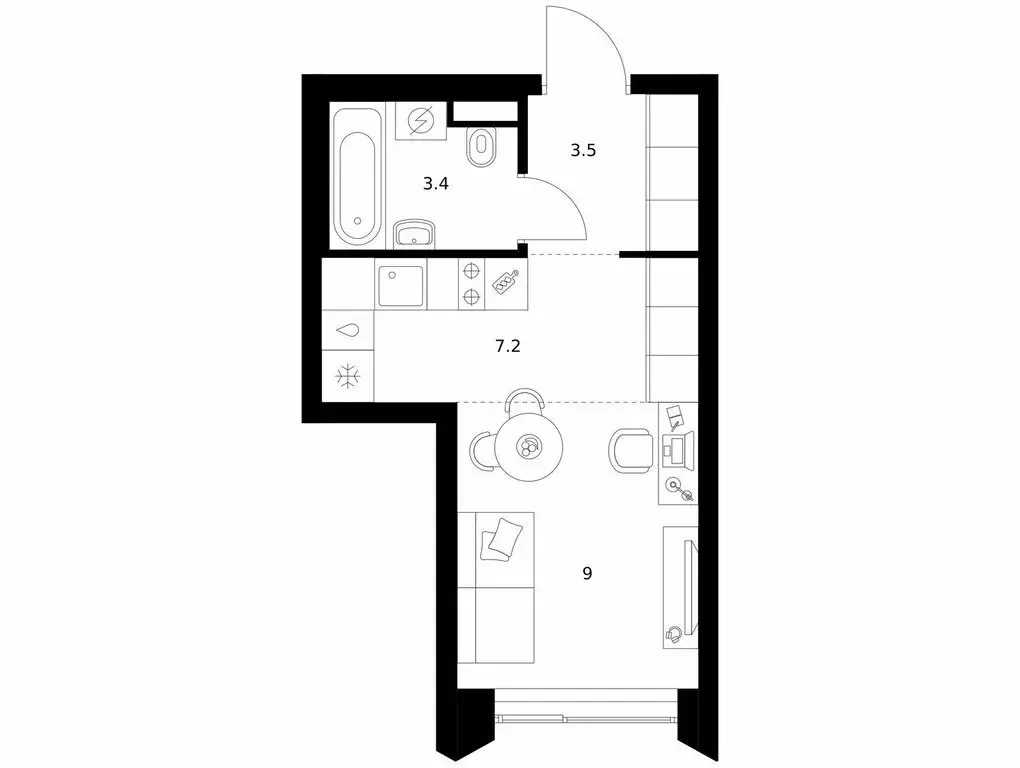 Квартира-студия: Москва, микрорайон Очаково (23.1 м) - Фото 0