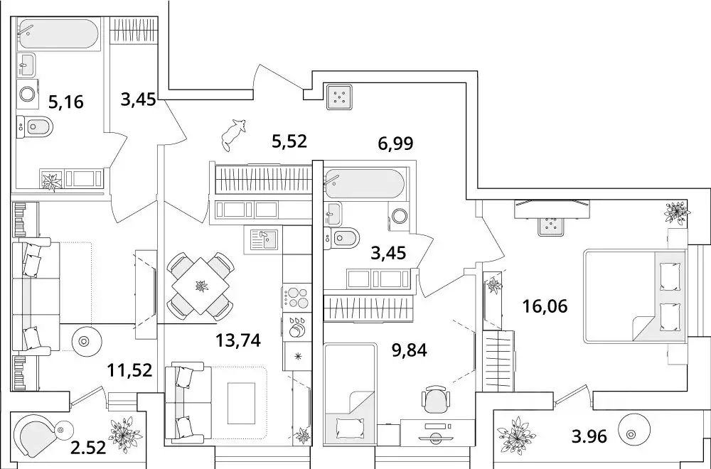 3-к кв. Санкт-Петербург Кубинская ул., 82к3с1 (80.2 м) - Фото 0