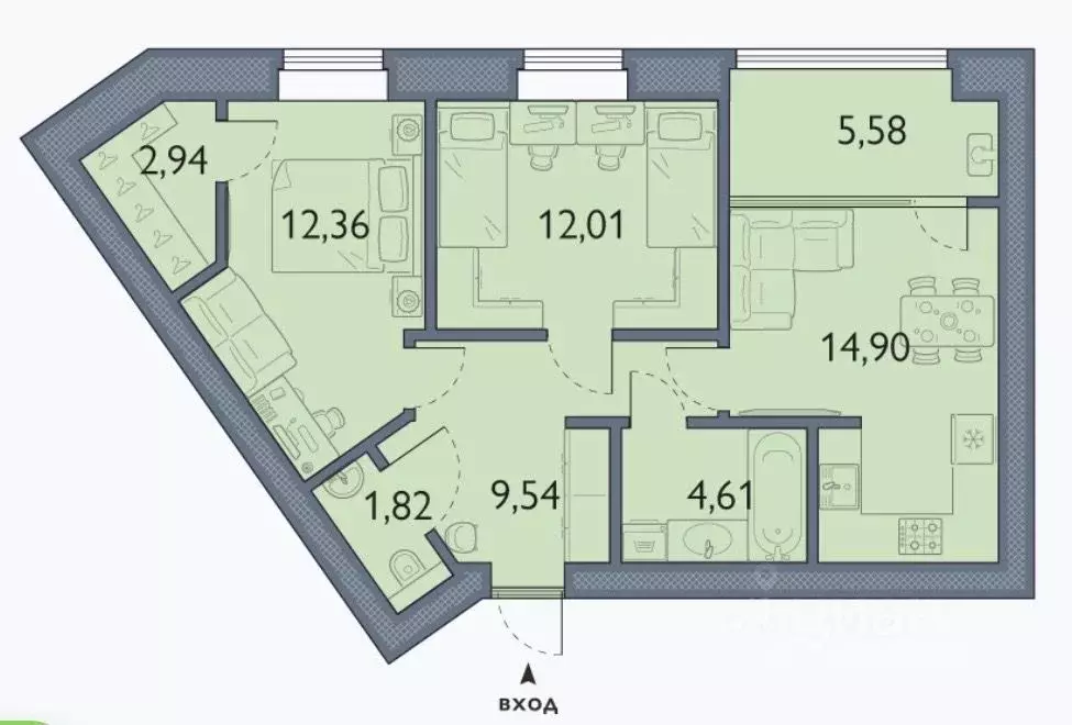 2-к кв. Брянская область, Брянский район, пос. Мичуринский, ... - Фото 1