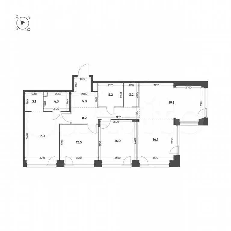 3-к. квартира, 106,5 м, 6/13 эт. - Фото 1