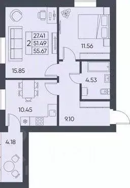 2-к кв. Саратовская область, Татищево рп  (55.67 м) - Фото 0