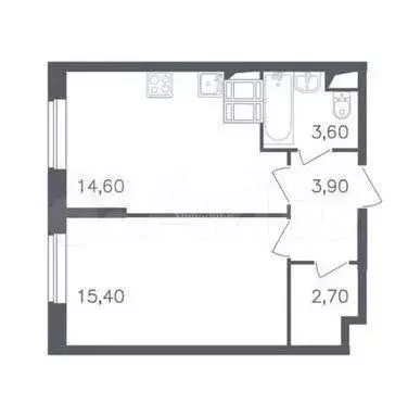 1-к. квартира, 41 м, 13/23 эт. - Фото 0