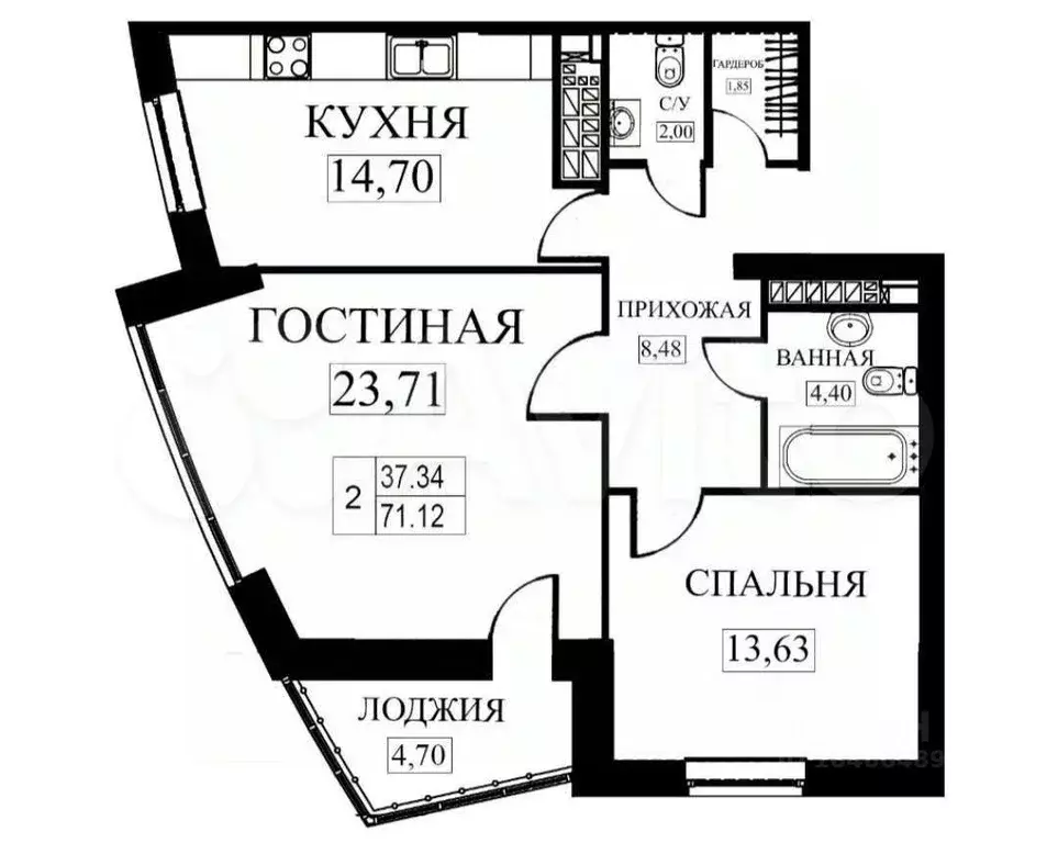 2-к кв. Татарстан, Казань ул. Карбышева, 1/30 (72.0 м) - Фото 1