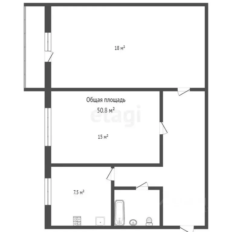 2-к кв. Брянская область, Брянск ул. Металлургов, 31 (50.8 м) - Фото 1