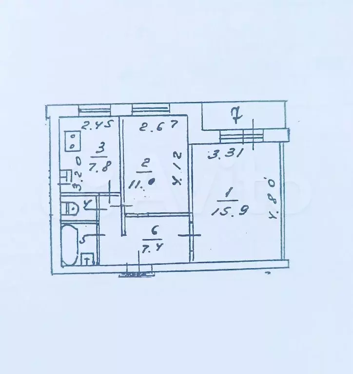 2-к. квартира, 46,3 м, 6/9 эт. - Фото 0