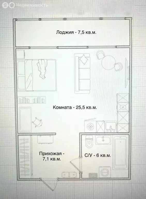 Квартира-студия: Иркутск, улица Александра Невского, 97/1 (46.1 м) - Фото 1