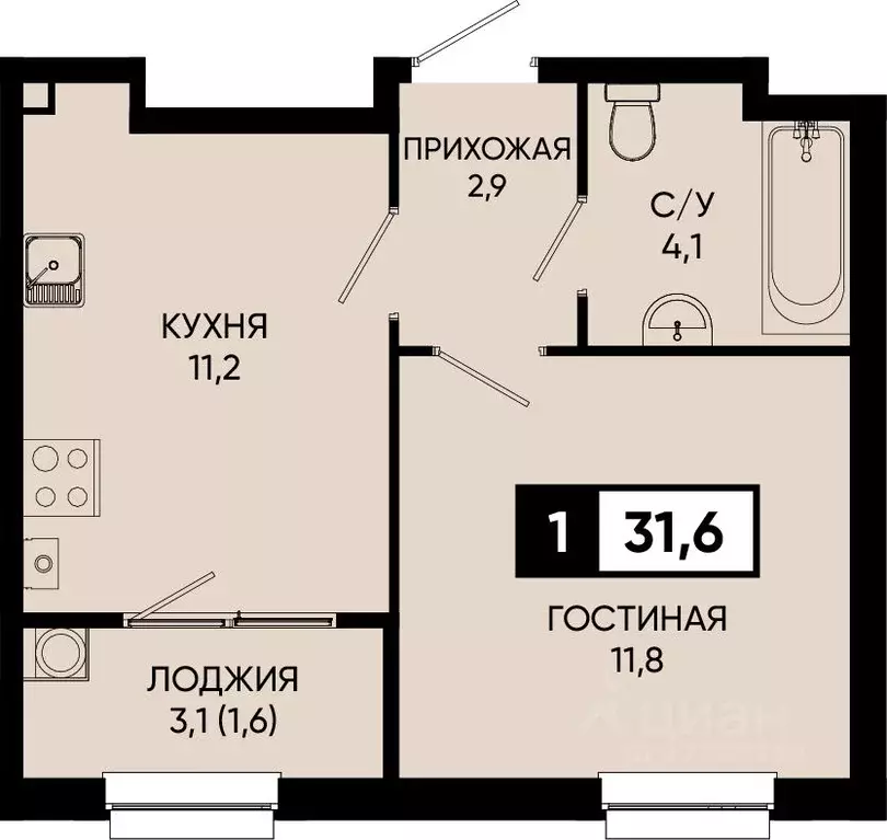 1-к кв. Ставропольский край, Кисловодск городской округ, пос. ... - Фото 0