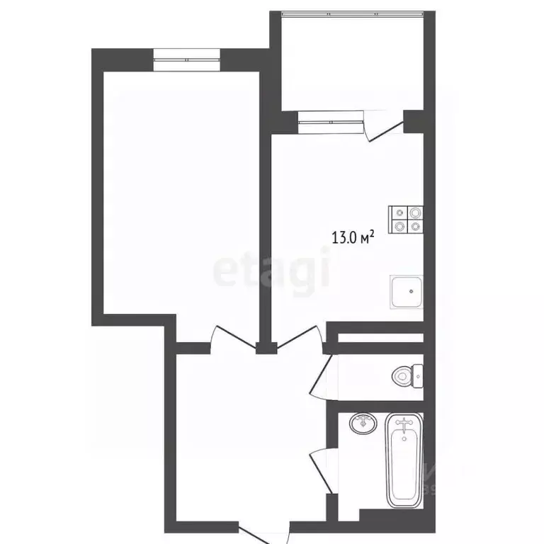 1-к кв. Тюменская область, Тюмень ул. 50 лет Октября, 75к1 (41.0 м) - Фото 1