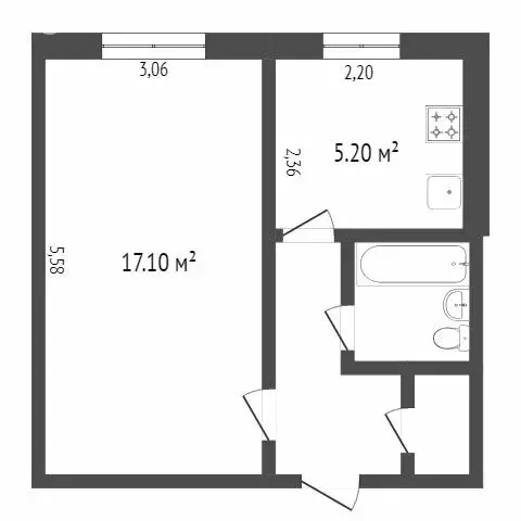 1-комнатная квартира: Омск, микрорайон Городок Нефтяников, улица ... - Фото 1