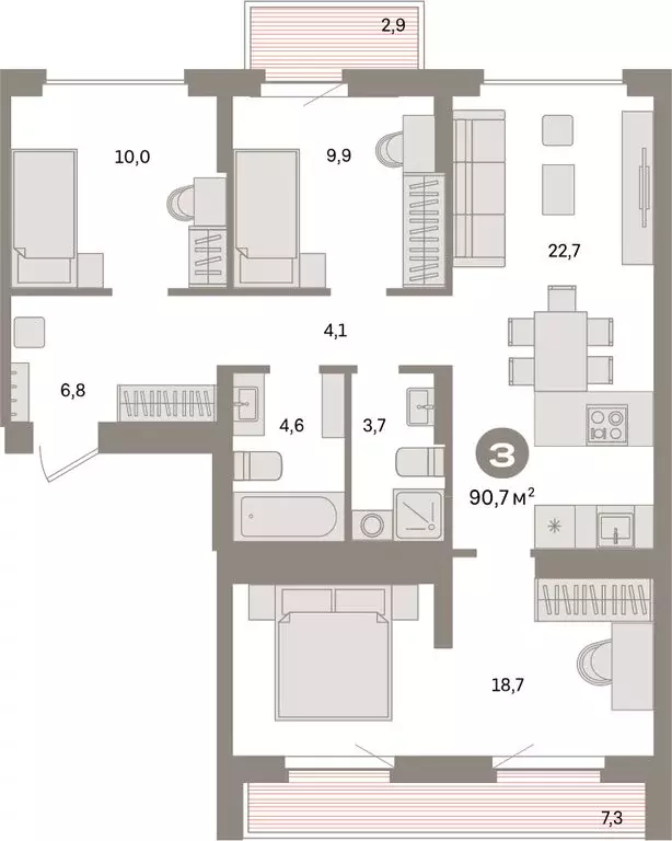 3-комнатная квартира: Екатеринбург, жилой район Сортировочный, ... - Фото 1