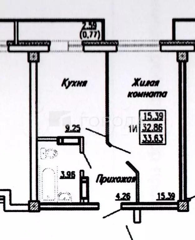 1-к. квартира, 33,6 м, 3/14 эт. - Фото 0