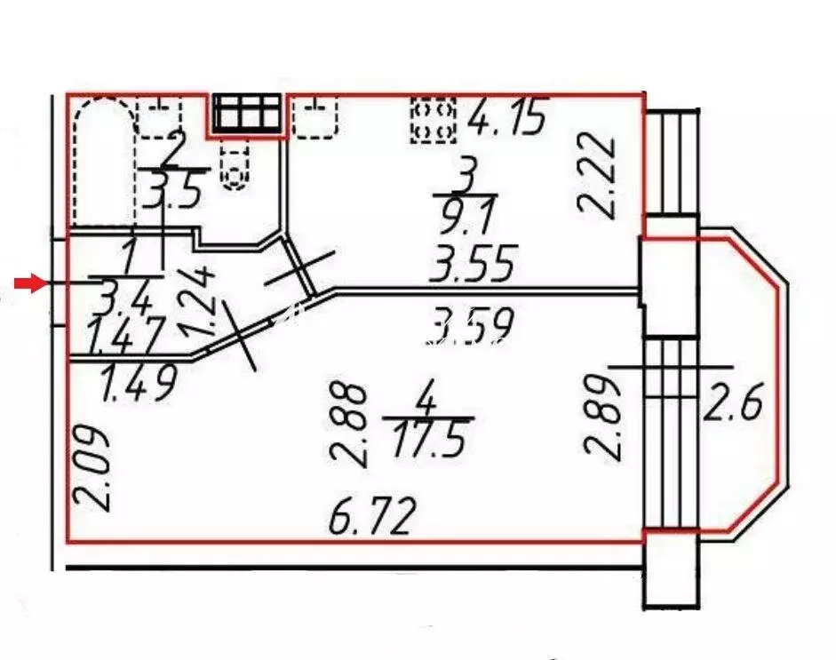 1-комнатная квартира: Санкт-Петербург, проспект Металлистов, 117 (33.5 ... - Фото 2