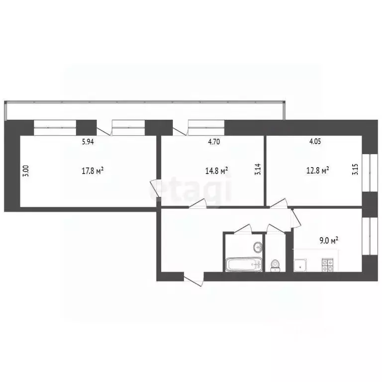 3-к кв. Ханты-Мансийский АО, Сургут ул. Островского, 14 (67.5 м) - Фото 1