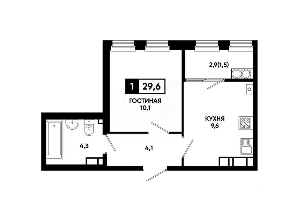 1-к кв. Ставропольский край, Ставрополь ул. Доваторцев, 179Гк1 (29.6 ... - Фото 1