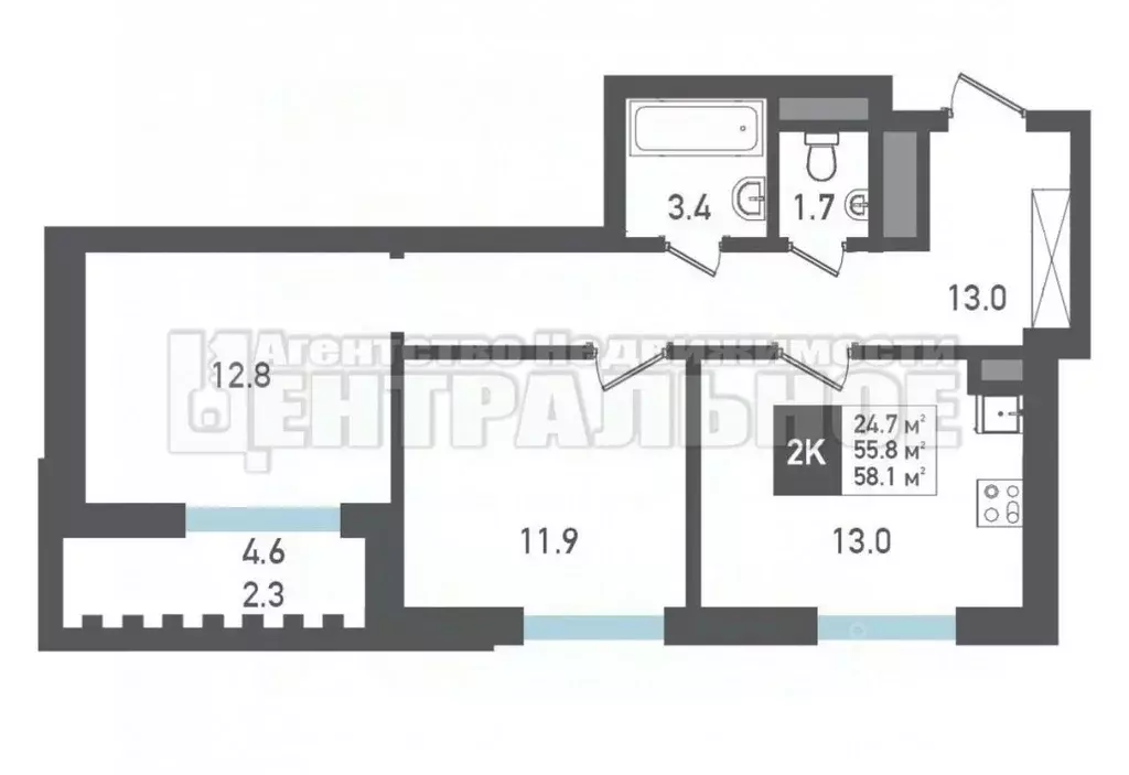 2-к кв. Смоленская область, Смоленск ул. Николаева, 73Б (58.1 м) - Фото 1