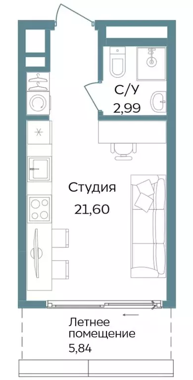 Студия Крым, Саки ул. Морская (30.43 м) - Фото 0