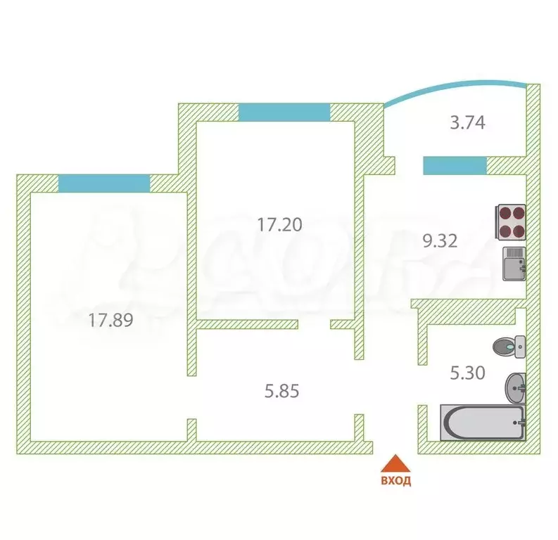 2-к. квартира, 60 м, 9/16 эт. - Фото 0