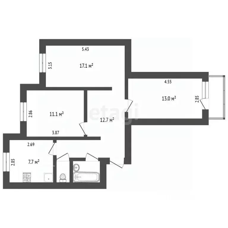 3-к кв. Ямало-Ненецкий АО, Новый Уренгой Советский мкр, 7/1 (67.0 м) - Фото 1