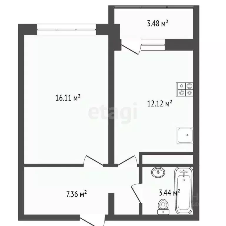 1-к кв. Тюменская область, Тюмень ул. Александра Протозанова, 16 (38.9 ... - Фото 2