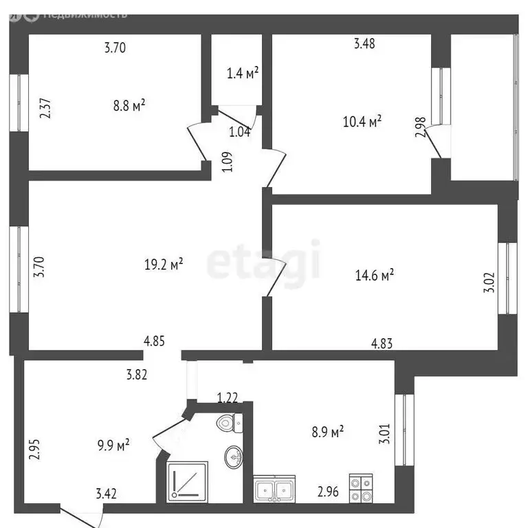 4-комнатная квартира: Ижевск, улица Холмогорова, 14 (68.9 м) - Фото 1