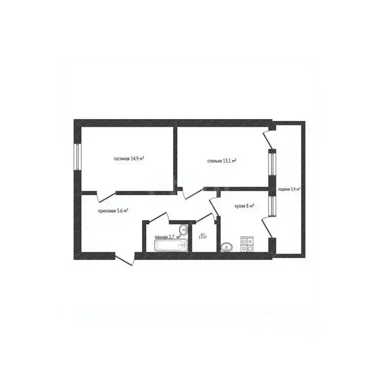 2-к кв. Башкортостан, Салават Октябрьская ул., 72 (51.4 м) - Фото 2