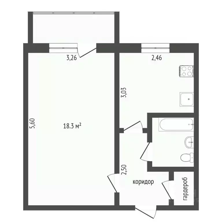 1-к кв. Бурятия, Улан-Удэ ул. Пушкина, 12 (31.9 м) - Фото 2