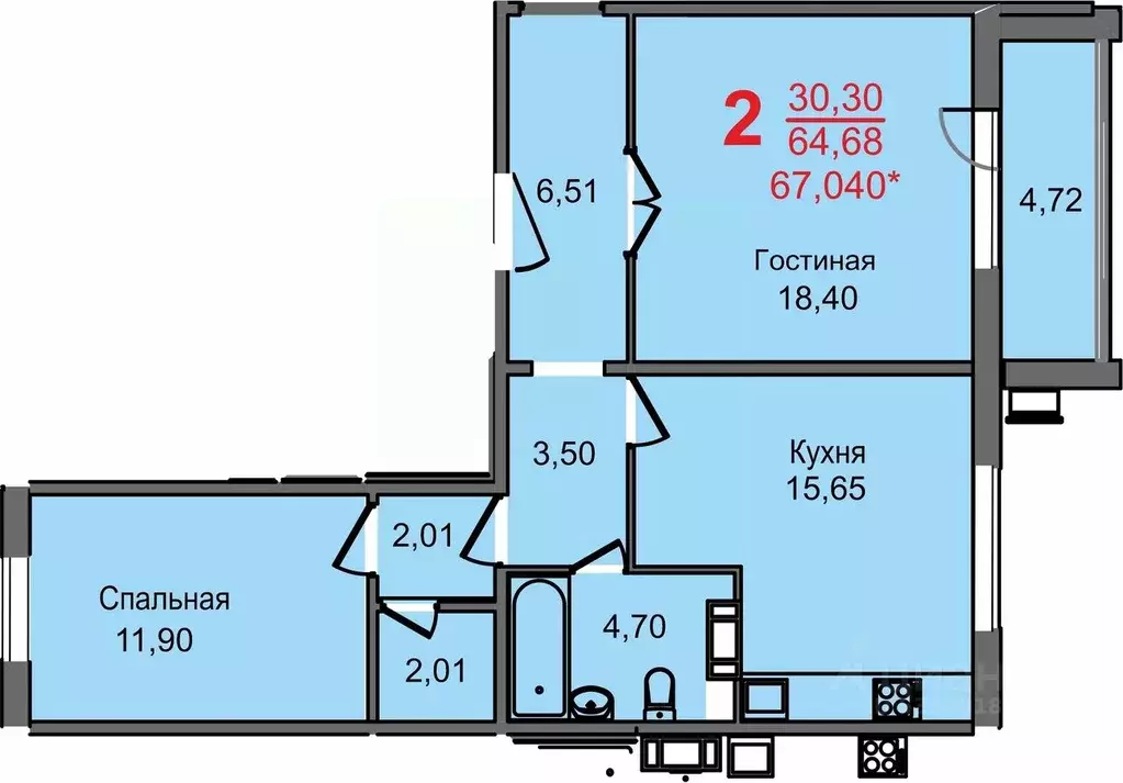 2-к кв. Челябинская область, Челябинск Новороссийская ул., 21а (64.55 ... - Фото 0