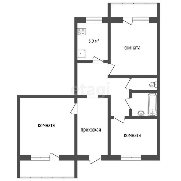 4-комнатная квартира: Муром, улица Артёма, 55 (86.1 м) - Фото 0