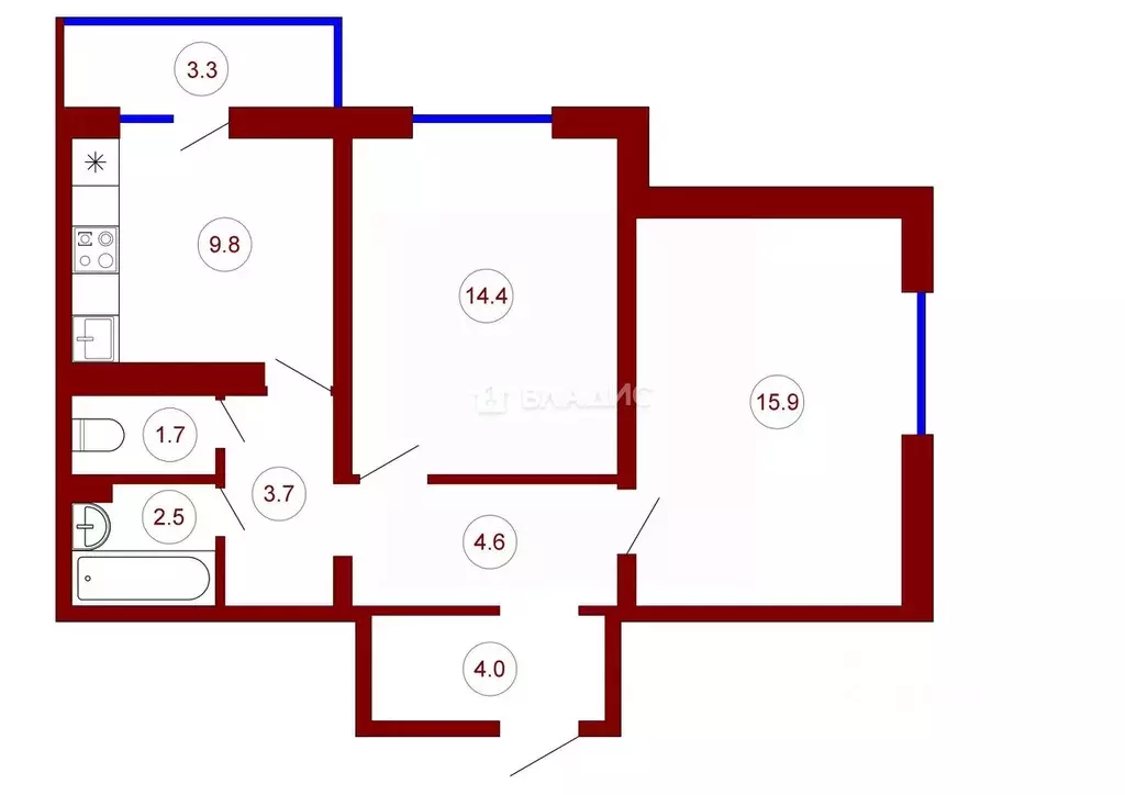 2-к кв. Воронежская область, Воронеж ул. Серафима Саровского, 181 ... - Фото 2
