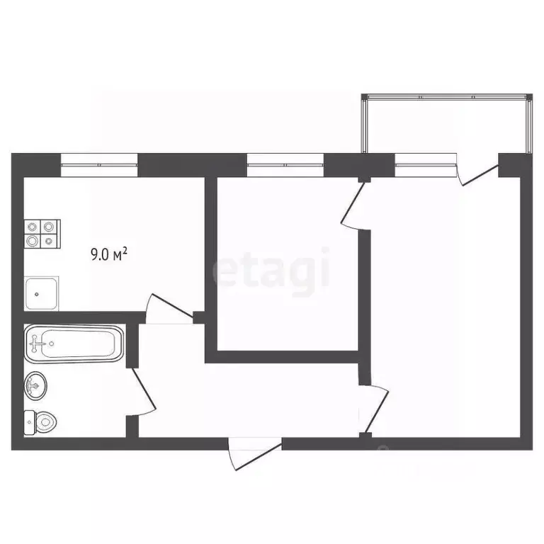 2-к кв. Тюменская область, Тюмень ул. Пермякова, 45 (38.4 м) - Фото 1