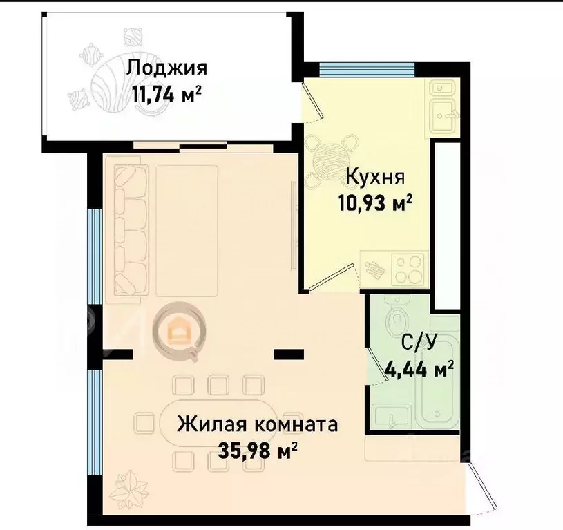 1-к кв. Крым, Черноморское пгт ул. Евпаторийская, 1 (63.0 м) - Фото 0