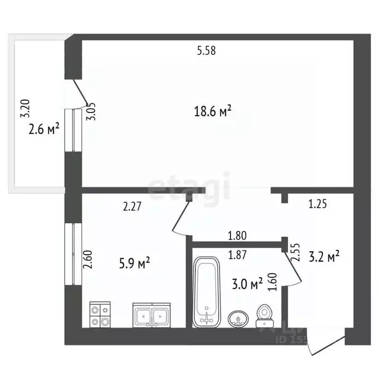 1-к кв. Самарская область, Самара ул. Гагарина, 169 (31.0 м) - Фото 2