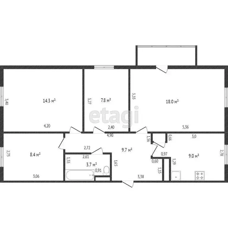 4-комнатная квартира: Ишим, Казанская улица, 121 (71.8 м) - Фото 0