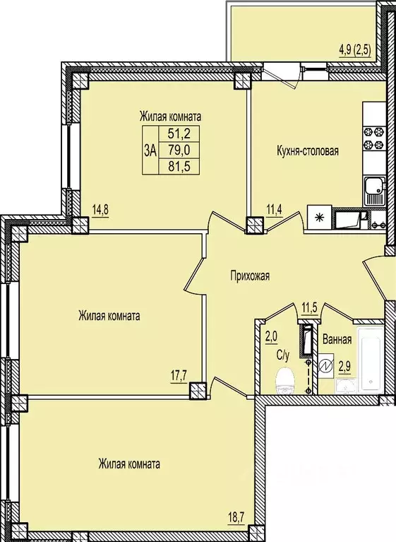 3-к кв. Псковская область, Псков Гдовский пер., 15 (81.5 м) - Фото 0