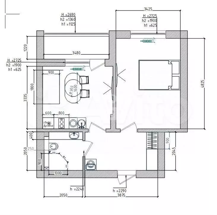 1-к. квартира, 41 м, 2/8 эт. - Фото 0
