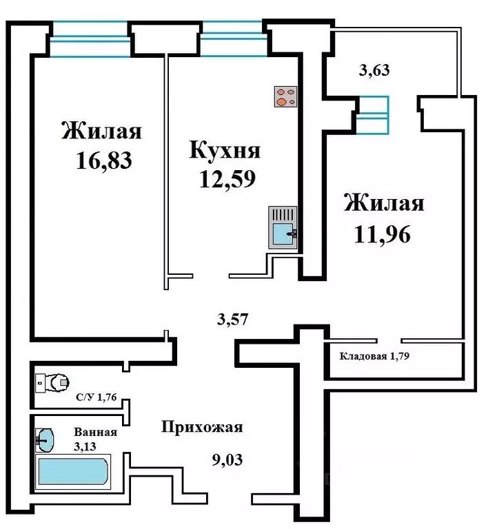 2-к кв. Орловская область, Орел ул. Бурова, 50 (62.48 м) - Фото 1