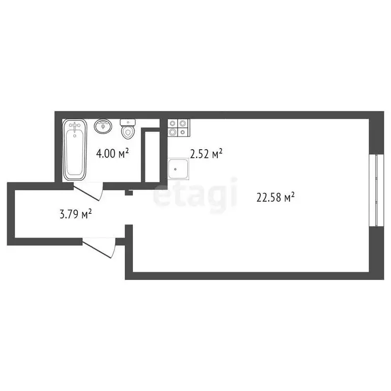 Квартира-студия: Новосибирск, Красный проспект, 180 (32.9 м) - Фото 1