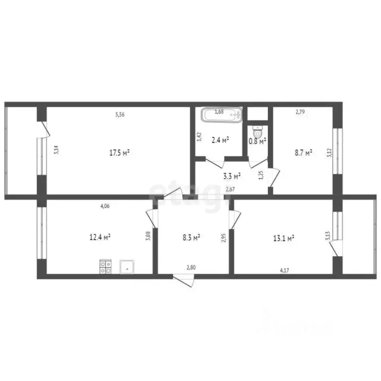 3-к кв. Алтайский край, Белокуриха ул. Братьев Ждановых, 9 (70.2 м) - Фото 1