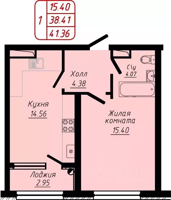 1-к кв. Ставропольский край, Кисловодск ул. 40 лет Октября, 37Б (41.36 ... - Фото 1